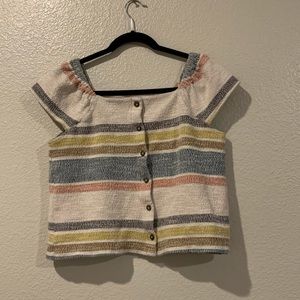 Madewell Texture and Thread Striped Button Top L